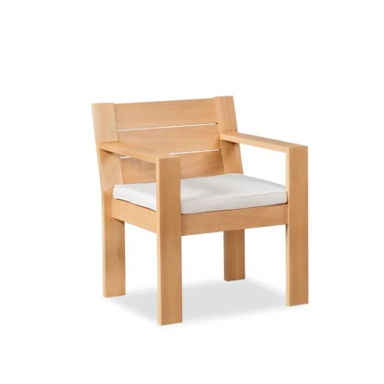 Solid Wood Patio Dining Chair With Seat Cushion