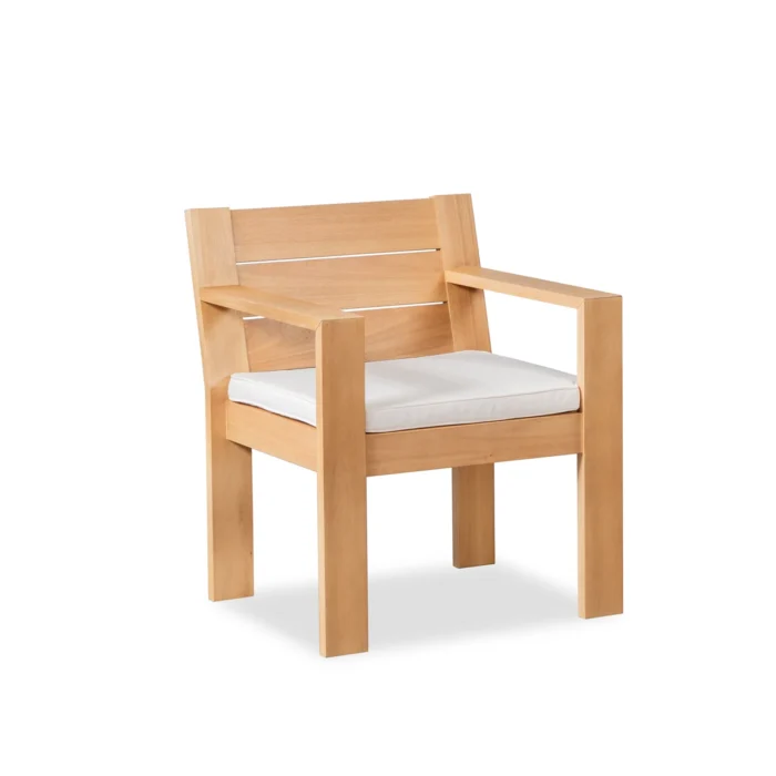 Solid Wood Patio Dining Chair With Seat Cushion