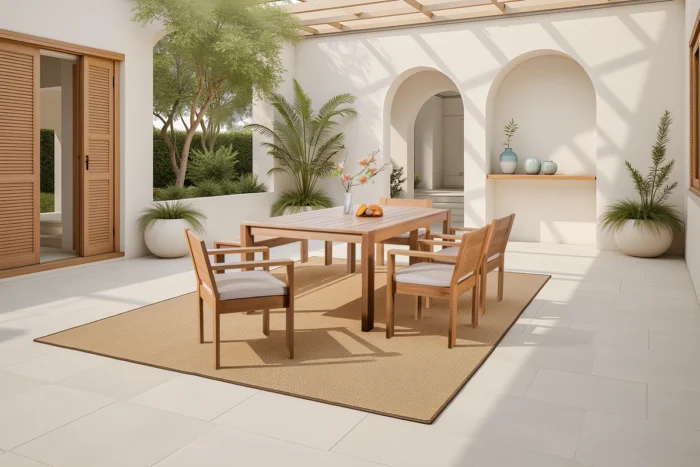 Solid Wood Patio Dining Chair With Seat Cushion