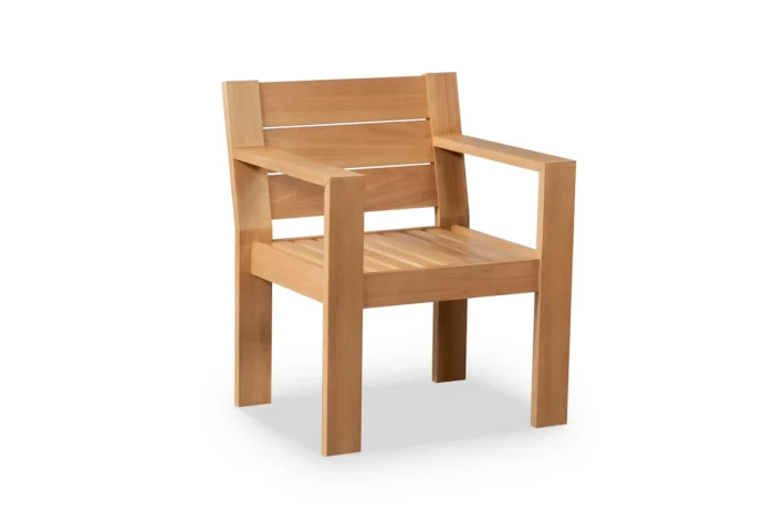 Solid Wood Patio Dining Chair With Seat Cushion