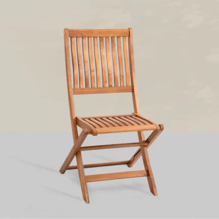Solid Eucalyptus Wood Patio Folding Dining Chair (Set of 2)