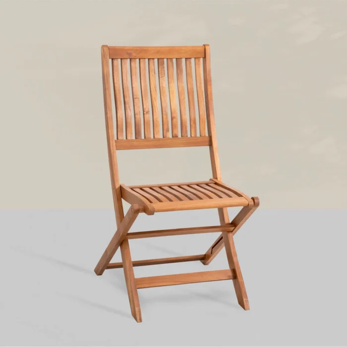Solid Eucalyptus Wood Patio Folding Dining Chair (Set of 2)