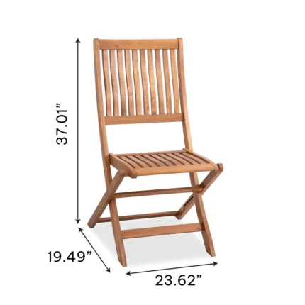Solid Eucalyptus Wood Patio Folding Dining Chair (Set of 2)