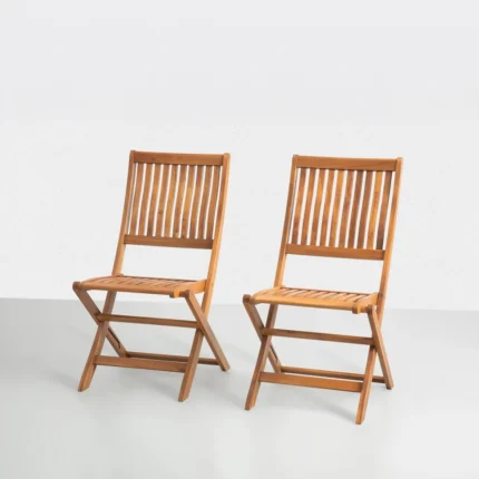 Solid Eucalyptus Wood Patio Folding Dining Chair (Set of 2)
