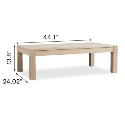 Brushed Finish Solid Eucalyptus Wood Patio Coffee Table