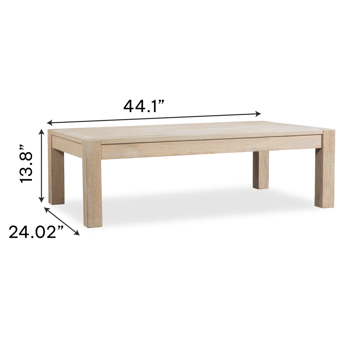 Dimension diagram of the eucalyptus patio coffee table