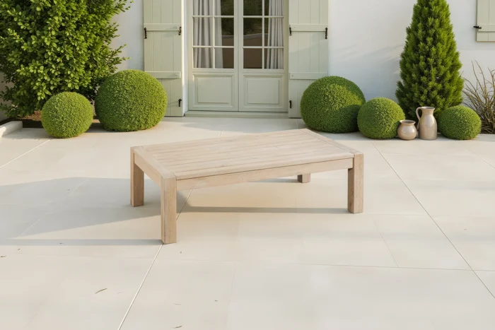 Brushed Finish Solid Eucalyptus Wood Patio Coffee Table