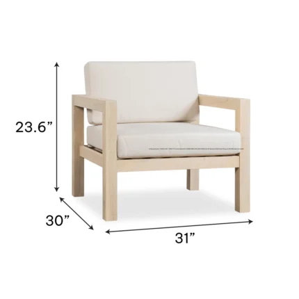 Brushed Finish Solid Eucalyptus Wood Patio Lounge Chair with Cushions