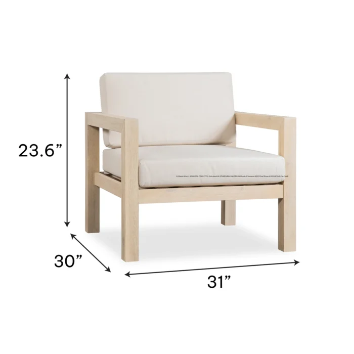 Brushed Finish Solid Eucalyptus Wood Patio Lounge Chair with Cushions