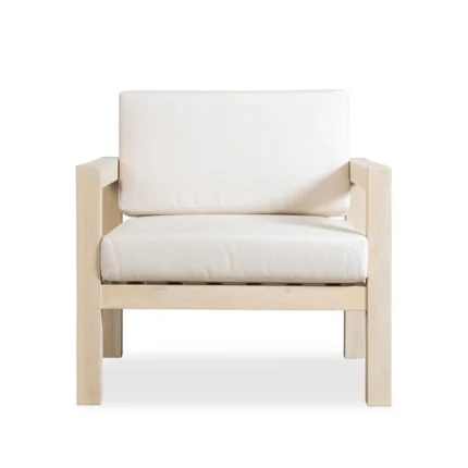 Brushed Finish Solid Eucalyptus Wood Patio Lounge Chair with Cushions
