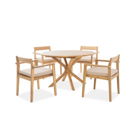 Round Acacia Wood Outdoor Dining Table