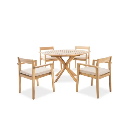 Round Acacia Wood Outdoor Dining Table