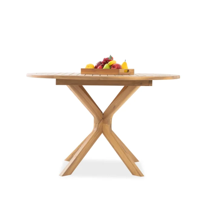 Round Acacia Wood Outdoor Dining Table