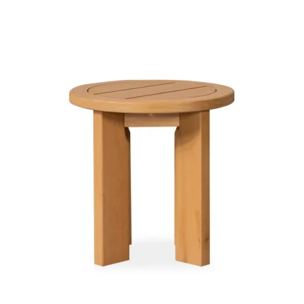 Natural wood round patio side table