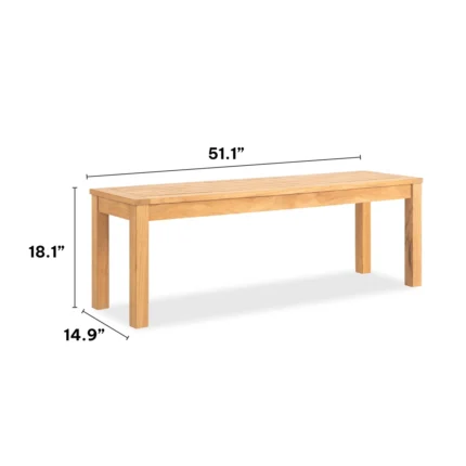 Solid Teak Wood Slatted Outdoor Bench