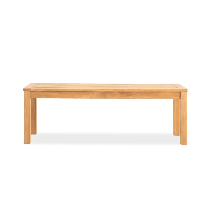Solid Teak Wood Slatted Outdoor Bench