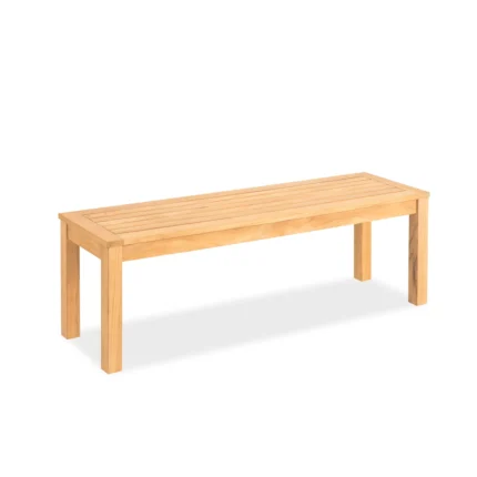 Solid Teak Wood Slatted Outdoor Bench