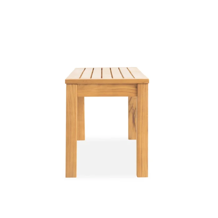 Solid Teak Wood Slatted Outdoor Bench