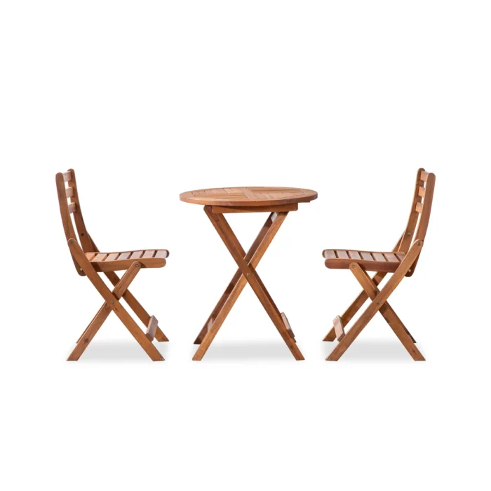 3-Piece Solid Wood Folding Outdoor Bistro Set