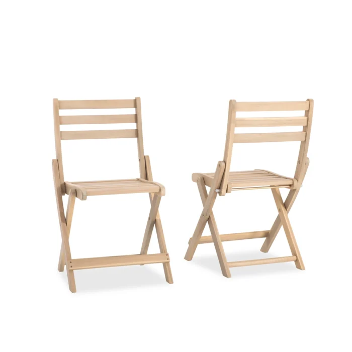 Solid Wood Patio Folding Chair (Set of 2)