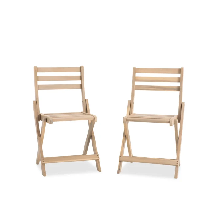 Solid Wood Patio Folding Chair (Set of 2)