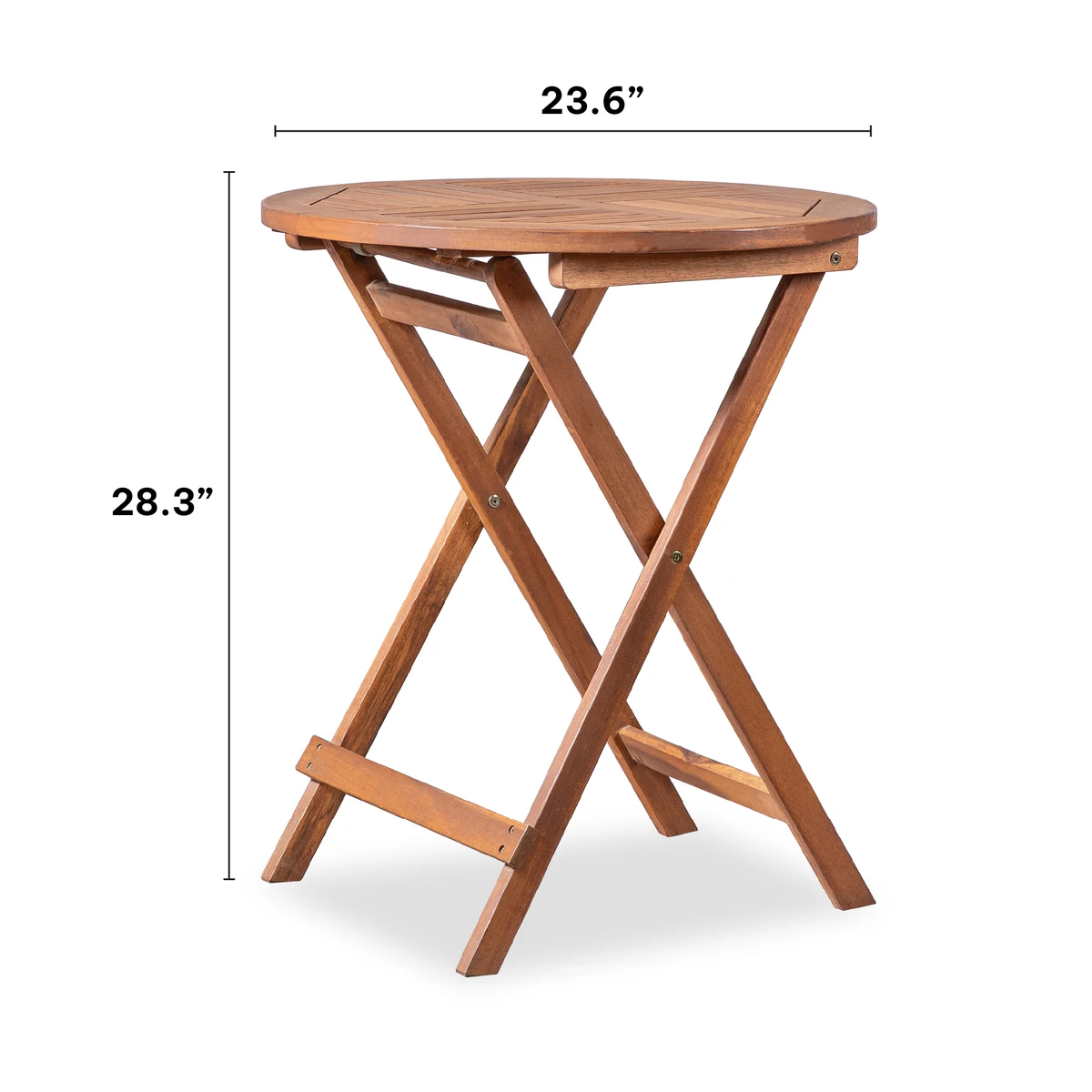 Natural round wood patio folding table dimensions