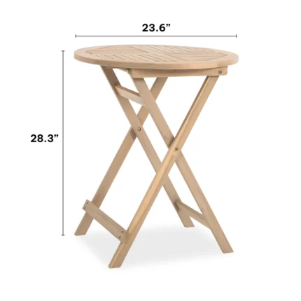 Round Solid Wood Patio Folding Table