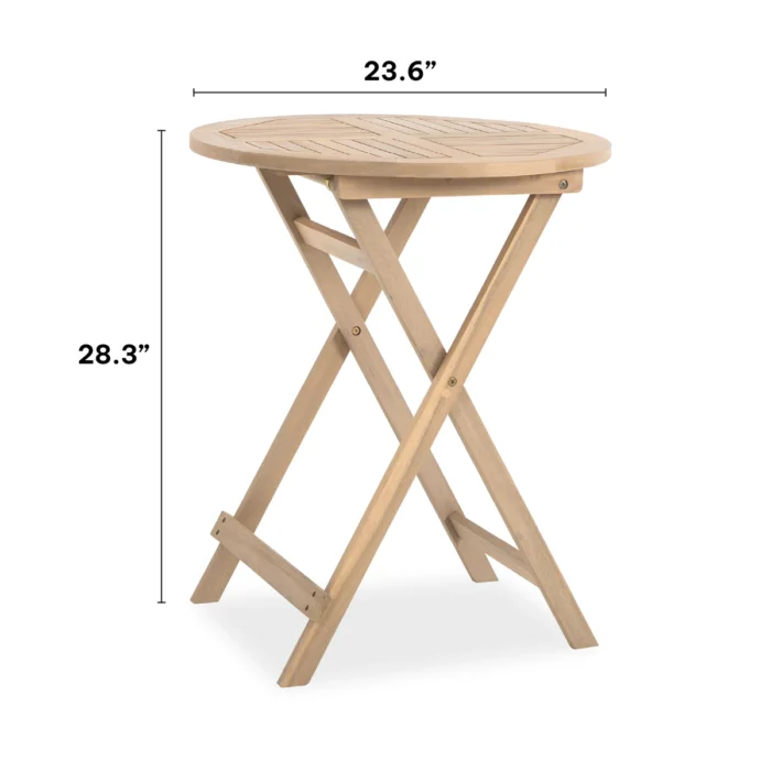 Round Solid Wood Patio Folding Table