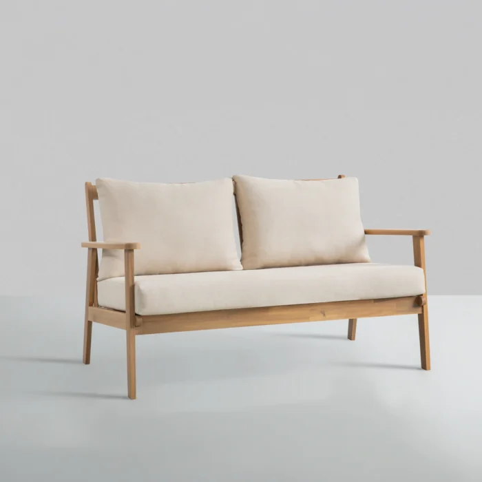Solid Wood Patio Loveseat With Cushions