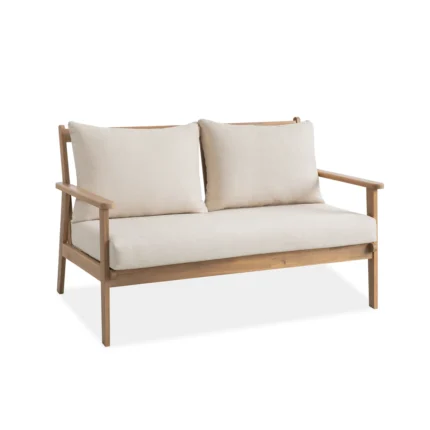 Solid Wood Patio Loveseat With Cushions