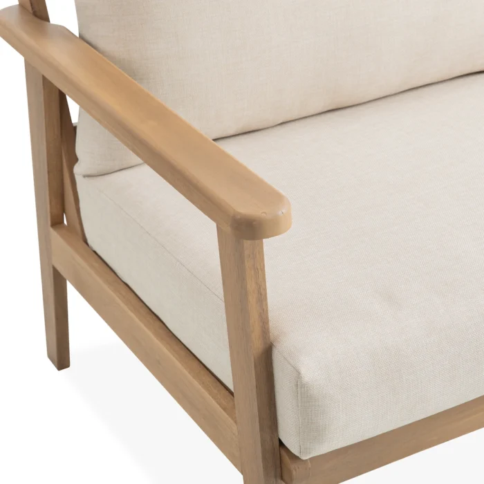 Solid Wood Patio Loveseat With Cushions