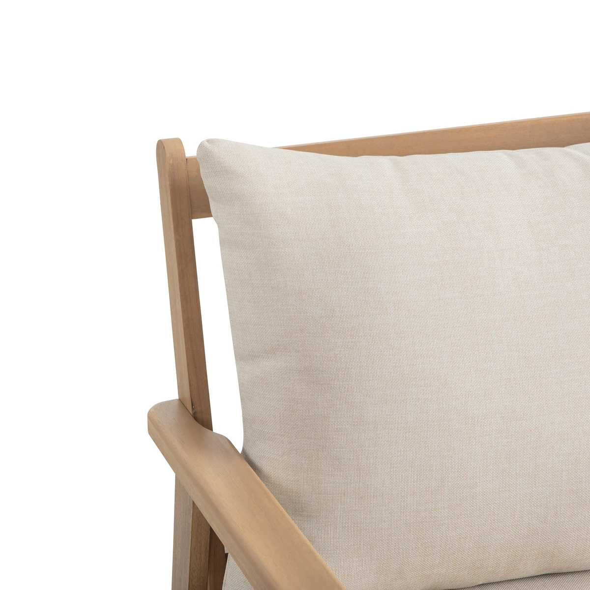 Close-up of the thick cream back cushion on the patio loveseat