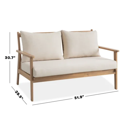 Solid Wood Patio Loveseat With Cushions