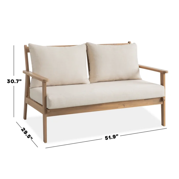Solid Wood Patio Loveseat With Cushions