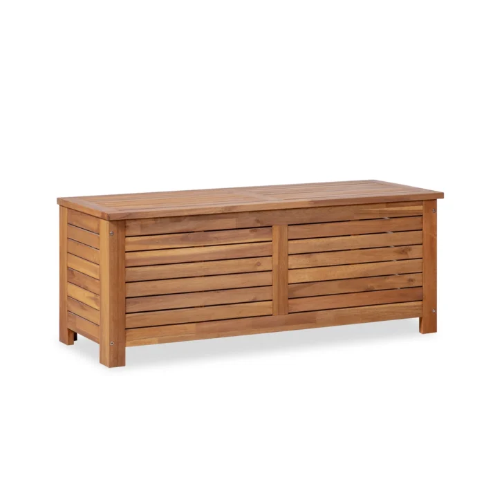 Slatted Solid Wood Patio Storage Deck Box