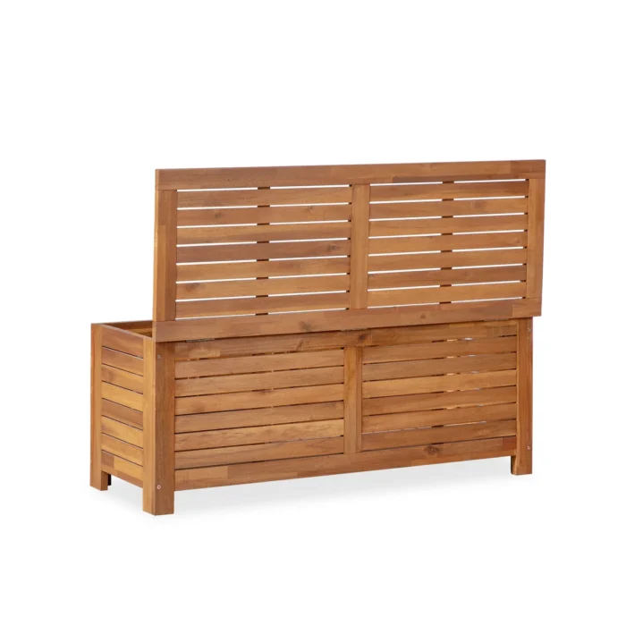 Slatted Solid Wood Patio Storage Deck Box