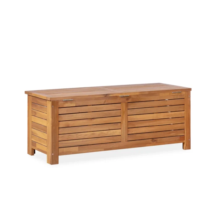 Slatted Solid Wood Patio Storage Deck Box
