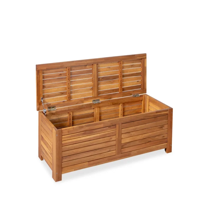 Slatted Solid Wood Patio Storage Deck Box