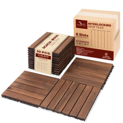 acacia deck tiles 6 slats square joint pack of 10 walnut main 01