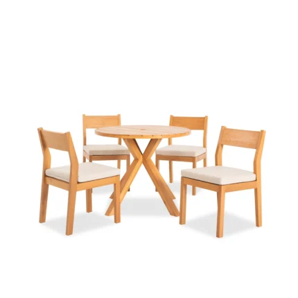5-Piece Eucalyptus Wood Patio Dining Set with Cushioned Chairs