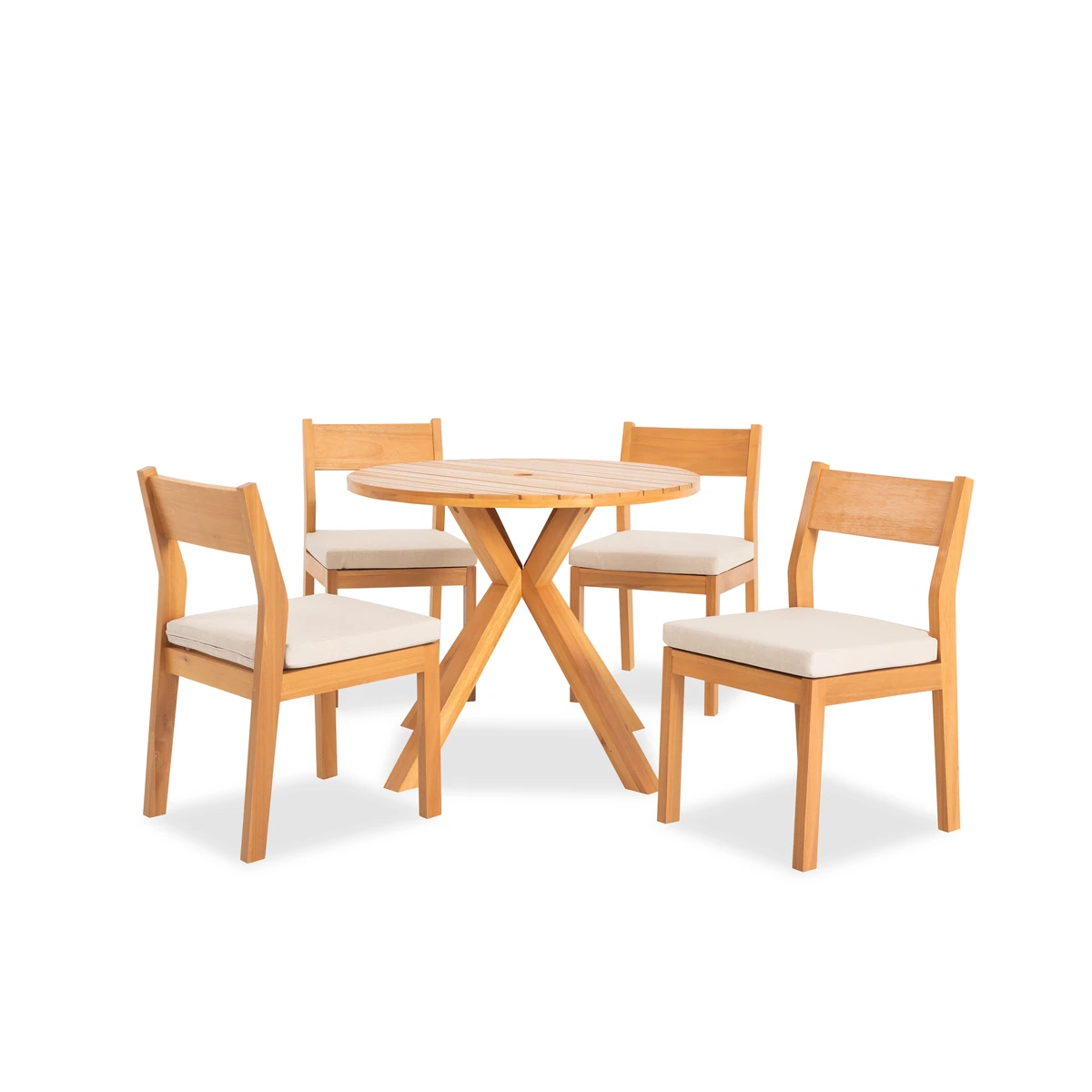 Angled view of the 5-piece patio dining set