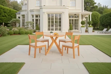 5-Piece Eucalyptus Wood Patio Dining Set with Cushioned Chairs