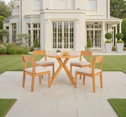 5-Piece Eucalyptus Wood Patio Dining Set with Cushioned Chairs