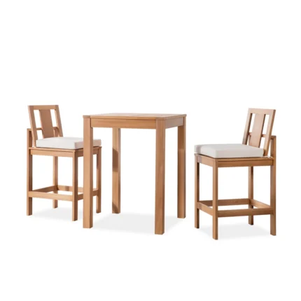 3-piece eucalyptus outdoor bar set with table and stools