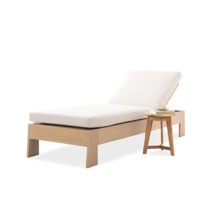 Eucalyptus Outdoor Chaise Lounge with Cushion