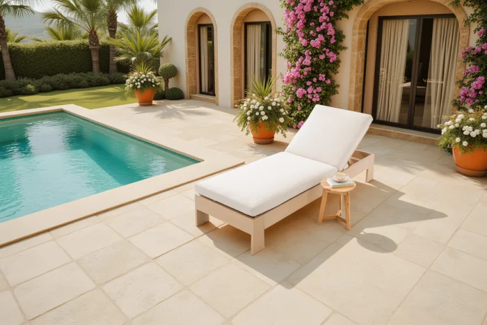 Eucalyptus Outdoor Chaise Lounge with Cushion
