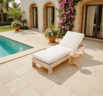 Eucalyptus Outdoor Chaise Lounge with Cushion
