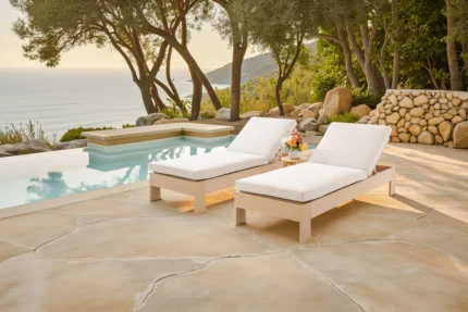 Eucalyptus Outdoor Chaise Lounge with Cushion