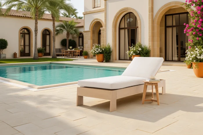 Eucalyptus Outdoor Chaise Lounge with Cushion
