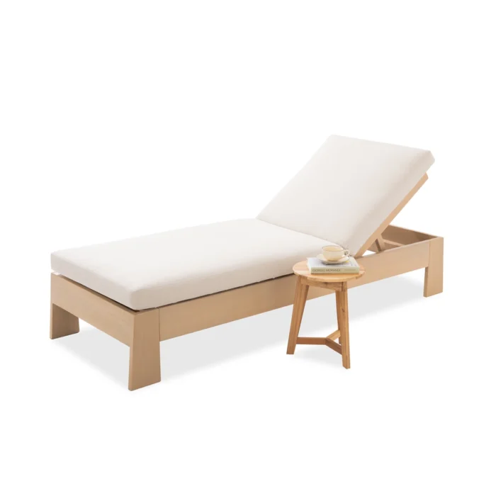 Eucalyptus Outdoor Chaise Lounge with Cushion